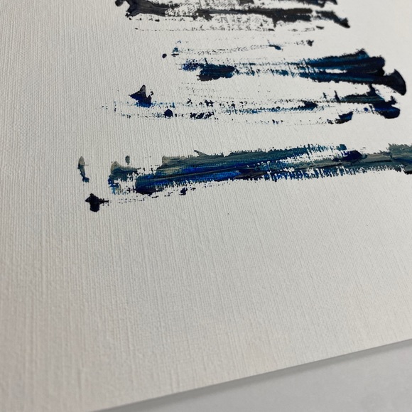 Abstract Acrylic Original Painting On Canvas Paper 9X12 Wall Art Blue Black - Picture 7 of 7